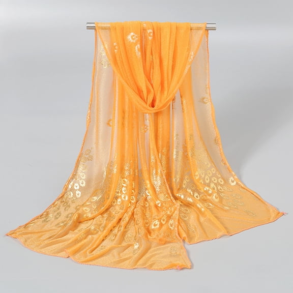 Women's Elegant Solid Color Shawl Lightweight Comfortable Scarf for Party & Leisure Events Saffron One Size