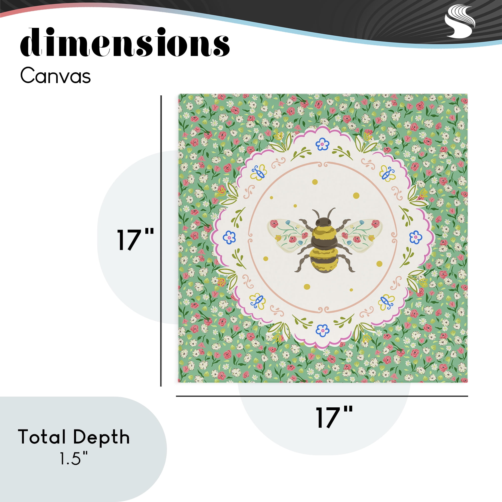 Spring Bee Delicate Florals Canvas Wall Art, design by Angela Steahling