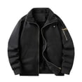 thumbnail image 3 of Mifsaly Mens Warm Bomber Jackets Sherpa Lined Zip Up Utility Jacket Winter Daily Going Out Street Western Style Casual Outfits with Pockets, 3 of 8