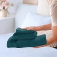 thumbnail image 4 of MyOwn Ultra Soft 3 Pack Cotton Towel Set, Contains a Bath Towel 28x55 inch, a Hand Towel 16x24 inch & a Wash Coth 12x12 inch, Ideal Everyday use, Compact & Lightweight - Teal, 4 of 5