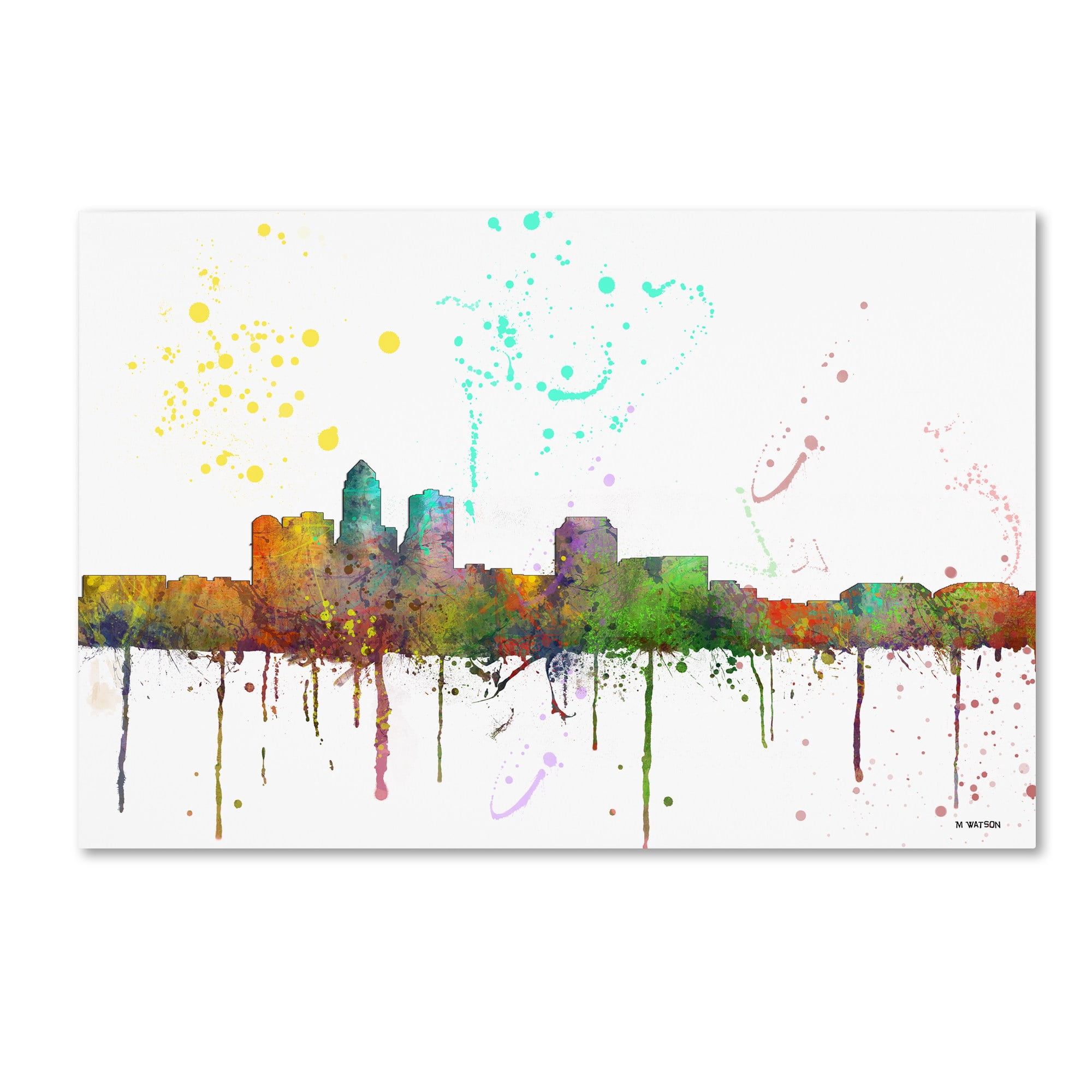 Trademark Fine Art "Des Moines Iowa Skyline Mclr-1" Canvas Art by Marlene Watson
