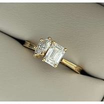 Jewelerix 14K Yellow Gold Vermeil Anniversary Ring Marquise Cut Engagement Ring Wonderful Handmade Emerald Moissanite Proposal Promise Day Ring