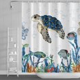 thumbnail image 1 of Sea Turtle Shower Curtain, Funny Ocean Biological Fish Blue Aquatic Plants White Cloth Art Bath Curtain for Bathroom Bathtub Decoration Set Washable Waterproof Fabric with 12 Hooks, 72"x84", 1 of 6