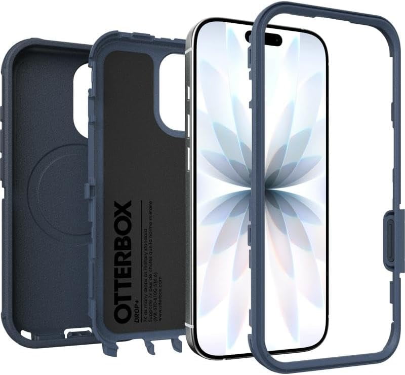 OtterBox iPhone 17 (Only) Bundle: Defender Series Case & Screen Protector - Blue Sentiment - Case Only - Snaps on MagSafe - Tough - Rugged & Durable - Non-Retail Packaging