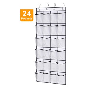 Over the Door Shoe Organizer 24 Large Pockets Hanging Shoe Organizer White