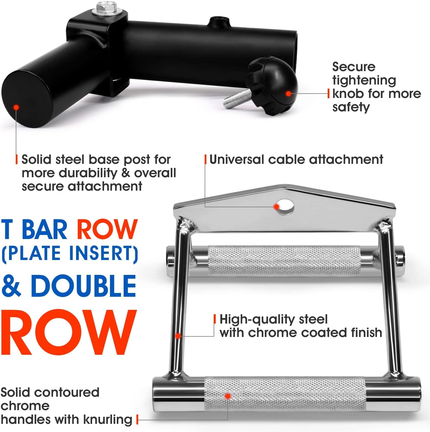 Yes4All T-Bar Row Plate Post Insert Landmine – Fit 2” Olympic Bars – Full 360° Swivel & Easy to Install