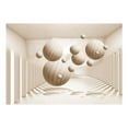 thumbnail image 3 of Tiptophomedecor 3D Illusion Wallpaper Wall Mural - Beige Balls, 3 of 4