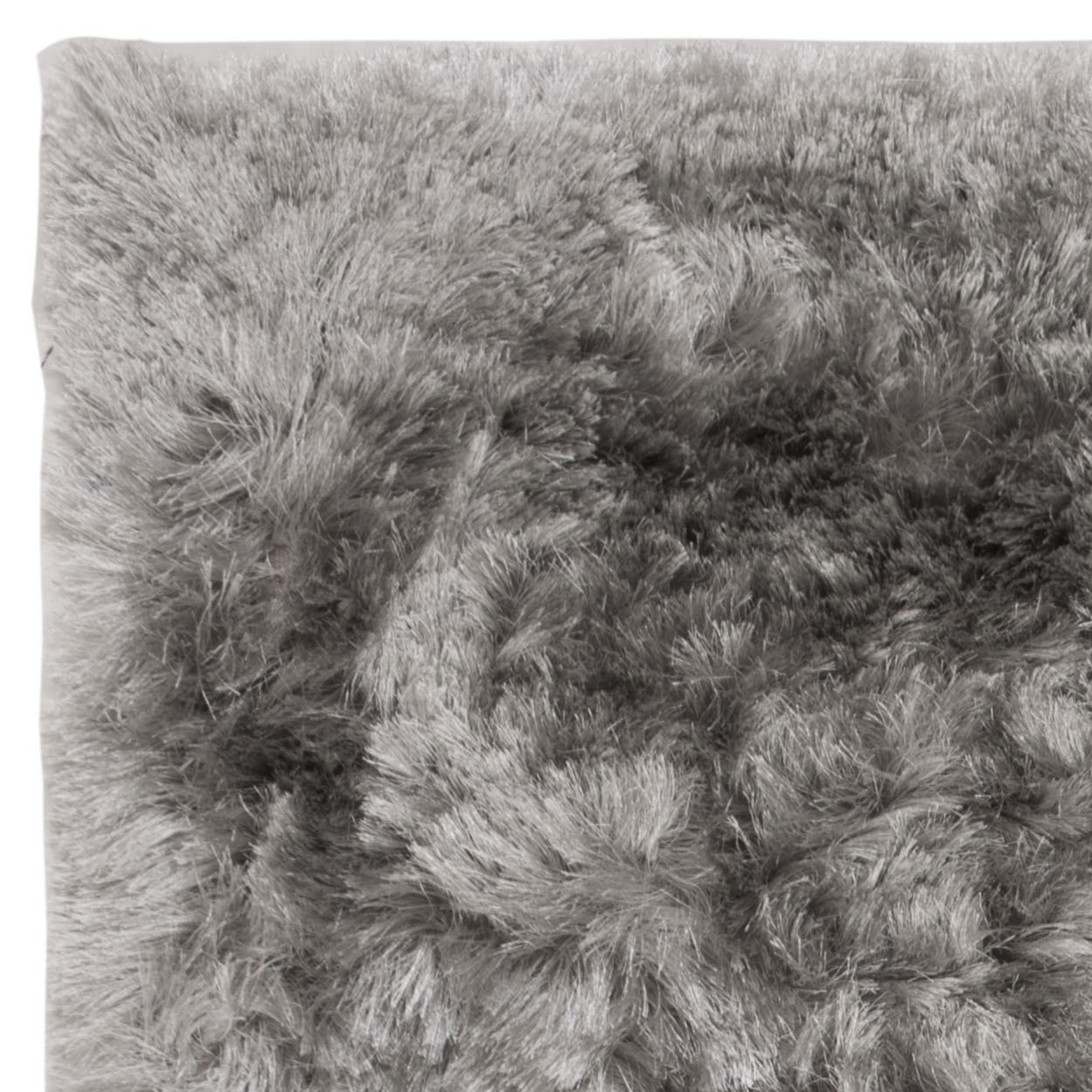 SAFAVIEH Ocean Trellis Solid Plush Polyester Shag Area Rug, Silver, 2' x 3'