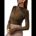 thumbnail image 2 of Camiseta Interior de Larga para Mujer, Otoño e Invierno, Nueva, con Cuello Redondo Cepillado Color Café XL, 2 of 9