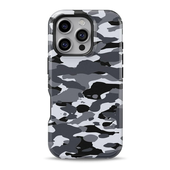 DesignSkinz Scratch-Resistant Hard Slim Case Compatible with iPhone 16 (Compatible with MagSafe) - Traditional Black & White Camo