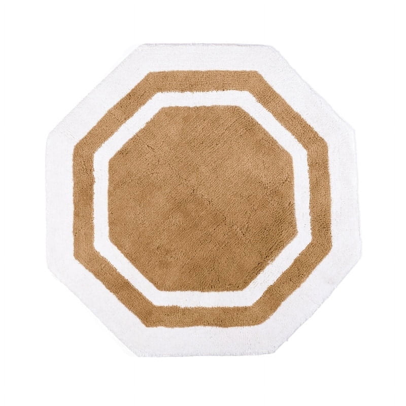 Sherry Kline  32" Hexagon Round Bathmat Framed in Two Tone Colorway Sky Blue/White Center