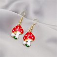 thumbnail image 3 of Boucles d'Oreilles Champignon pour Femmes Mignon et Délicat Émail Plaqué Or Simulation Champignon Rouge Frais Bijou Cadeau, 3 of 5