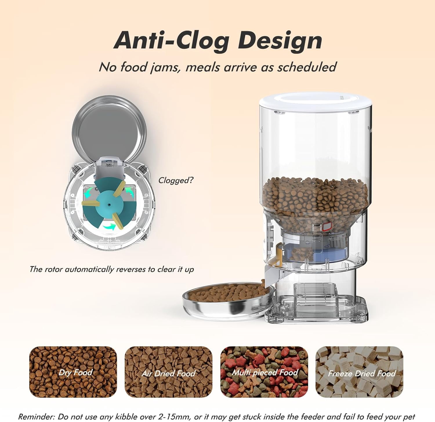 Automatic Cat Feeder - 5L Anti-Clog Dispenser with Voice Recording, Dual Power & Stainless Steel Bowl for Cats and Dogs