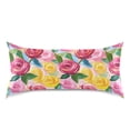 thumbnail image 3 of Haosy Satin Pillowcase for Hair and Skin Standard Cooling Silk Pillow Case with Envelope Closure Red Yellow Pink Rose 20"x26", 3 of 9