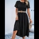 thumbnail image 5 of Vestido Elegante de y Verano para Mujer, Color Liso, con Cuello Redondo y Aberturas Negro S, 5 of 10