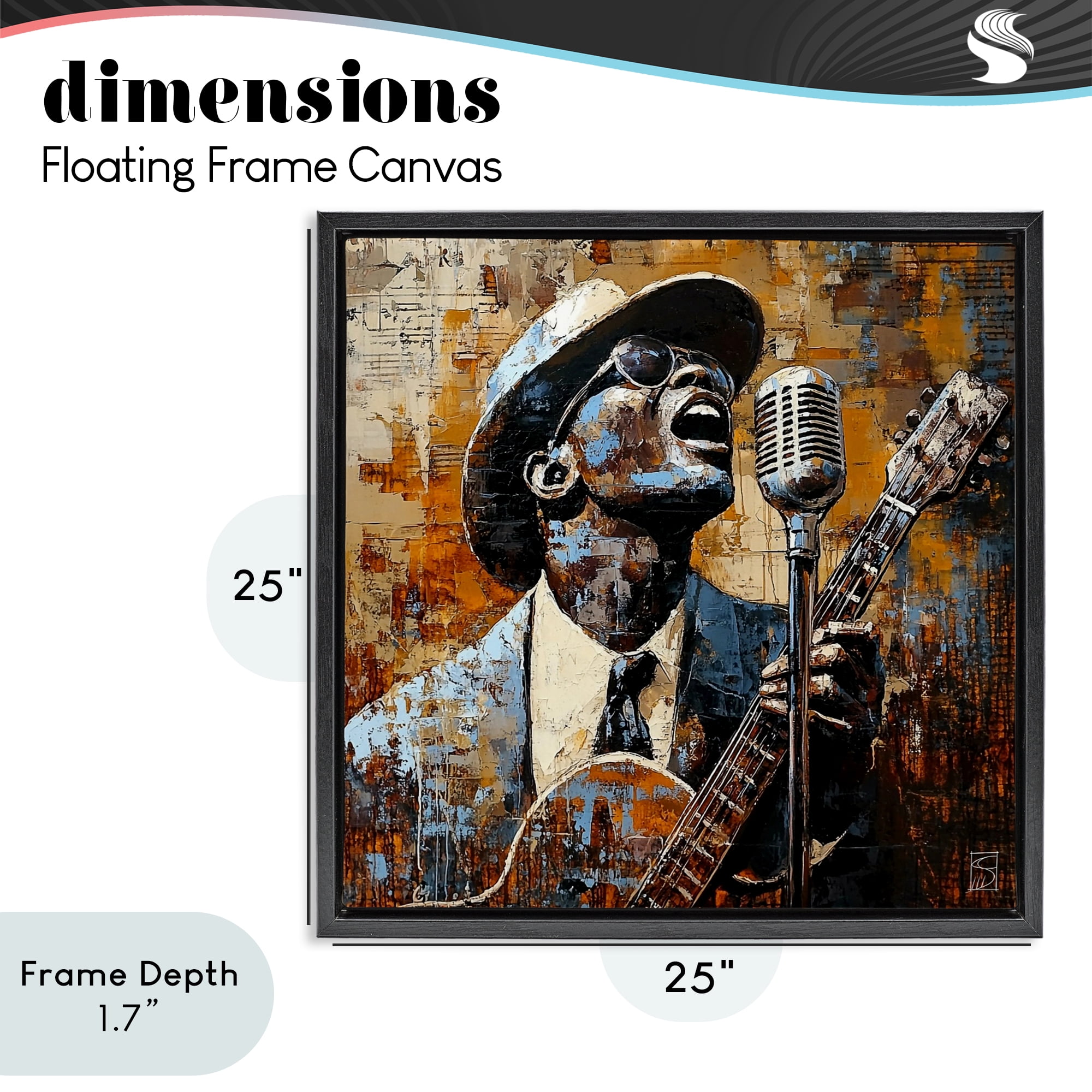 Stupell Industries Passionate Blues Singer Black Framed Floater Canvas Wall Art, design by Sara Culpepper