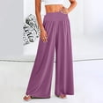 thumbnail image 2 of Women's High Waisted Flowy Palazzo Pants with Pockets, Knit Fabric, Wide Leg, Multiple Color Options, 2 of 4