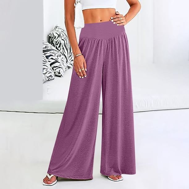 WILLBEST Pantalones Casuales elegantes para Mujer, Estilo Palazzo Fluido de Cintura Alta con Bolsillos para Mayor Comodidad y Versatilidad. Chica