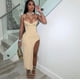 thumbnail image 4 of Vestidos de fiesta de noche sexys con cortes laterales, vestidos de mujer con tirantes finos, escote en V, espalda descubierta, ajustados, vestido largo, elegante para cumpleaños y graduación, 4 of 5