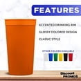 thumbnail image 2 of Plastic Stadium Cups 32 oz. Set of 10, Bulk Pack - Perfect for Summer, Sporting Events, Birthdays, Picnic, Beach, Parties - Orange, 2 of 5