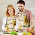 thumbnail image 5 of Beige Music Sunflower Guitar Pattern Apron-Garden Aprons for Women with Pockets-Cotton Linen Waterproof Kitchen Cooking Gardening Aprons Adjustable for Kitchen,Cooking,BBQ and Salon 33x27 Inch, 5 of 7