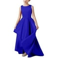 thumbnail image 2 of SERTG Girls Princess Dress Solid Color Round Neck Sleeveless Slim Fit Floor-Length Kids Formal Gown Party Skirts(Dark Blue,7-8 Years), 2 of 3