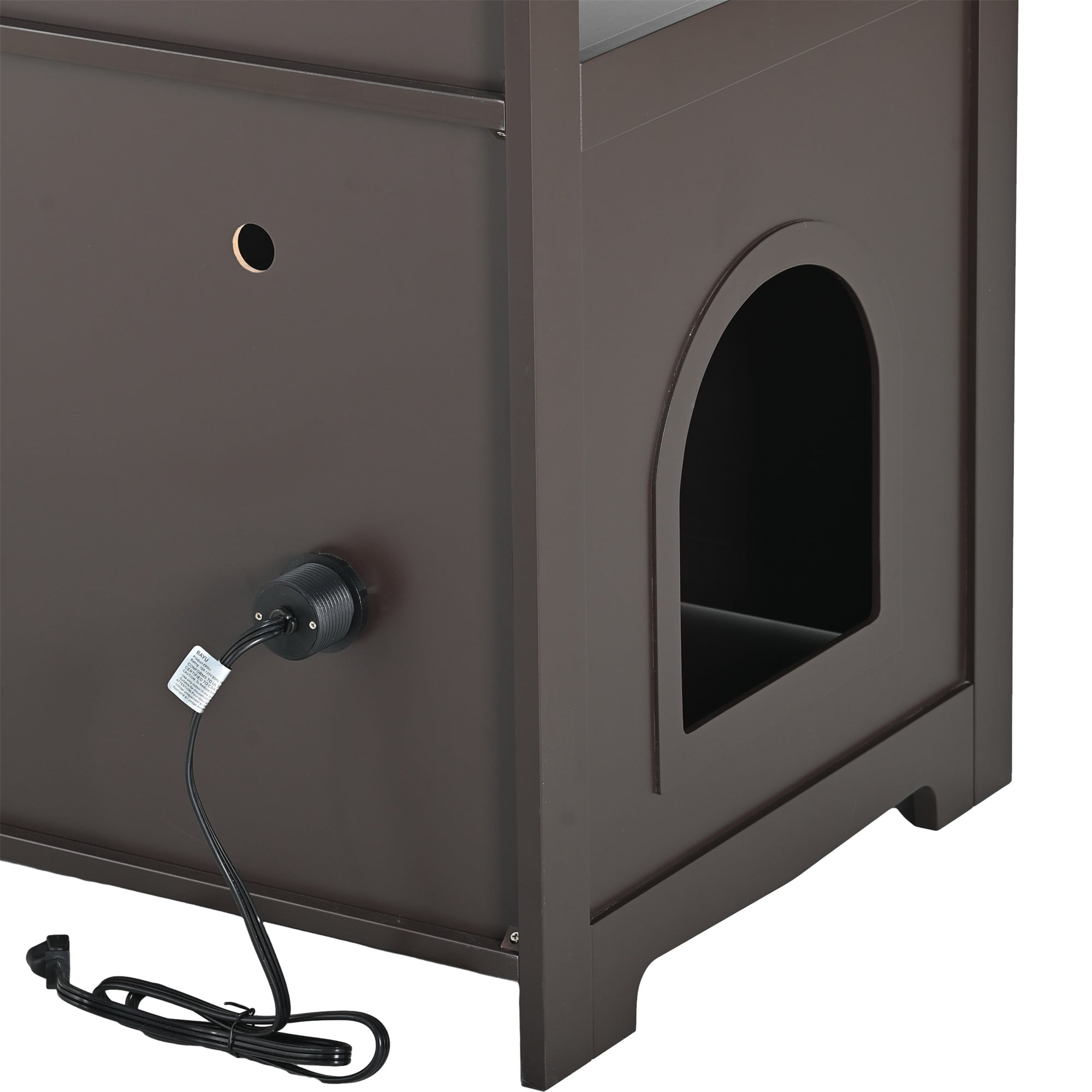 Pefilos 31" Cat Litter Box Enclosure Furniture with Hidden Plug, 2 Doors Indoor Cat Washroom, Wooden Enclused Litter Box Cat House, Brown Pefilos 31" Cat Litter Box Enclosure Furniture with Hidden Plug, 2 Doors Indoor Cat Washroom, Wooden Enclused Litter Box Cat House, Brown
