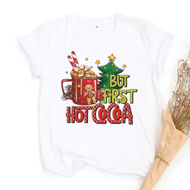 Camiseta con estampado de Just A Girl Who Loves Christmas para mujer, traje de Navidad, Tops, camiseta de manga corta, camisas de Navidad para niñas, ropa de vacaciones