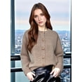 thumbnail image 4 of Women Open Front Cardigan Sweaters Long Sleeve Button Down Jacket Fall Clothes Winter Coats Khaki L, 4 of 7