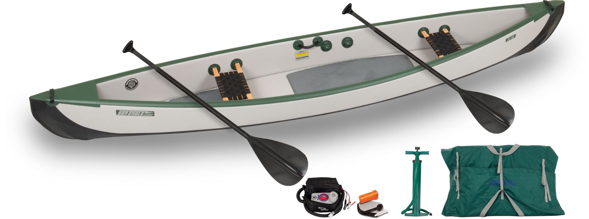 Sea Eagle TC16 Travel Canoe 2 Person Electric Pump Wood/ Seats