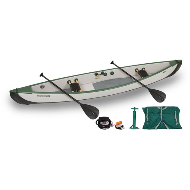 Sea Eagle TC16 Inflatable Travel Canoe with Traditional Wood/ Style
