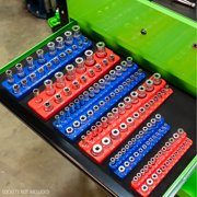 OEMTools 6 Pack Set Metric and SAE Magnetic Socket Tray Set - Red and Blue