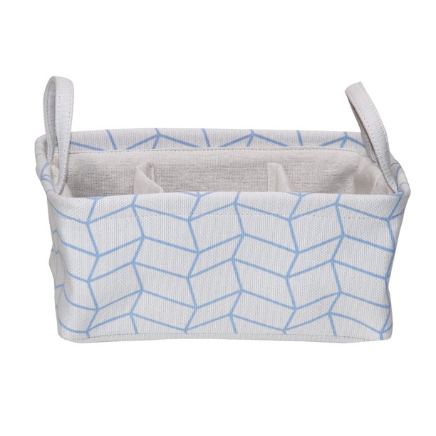 Mainstays Rectangular Collapsible Storage Blue Geo Fabric Caddy with 2