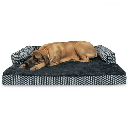 FurHaven Pet Products Plush & Decor Orthopedic Comfy Couch Pet Bed for Dogs & Cats - Diamond Gray Jumbo Plus