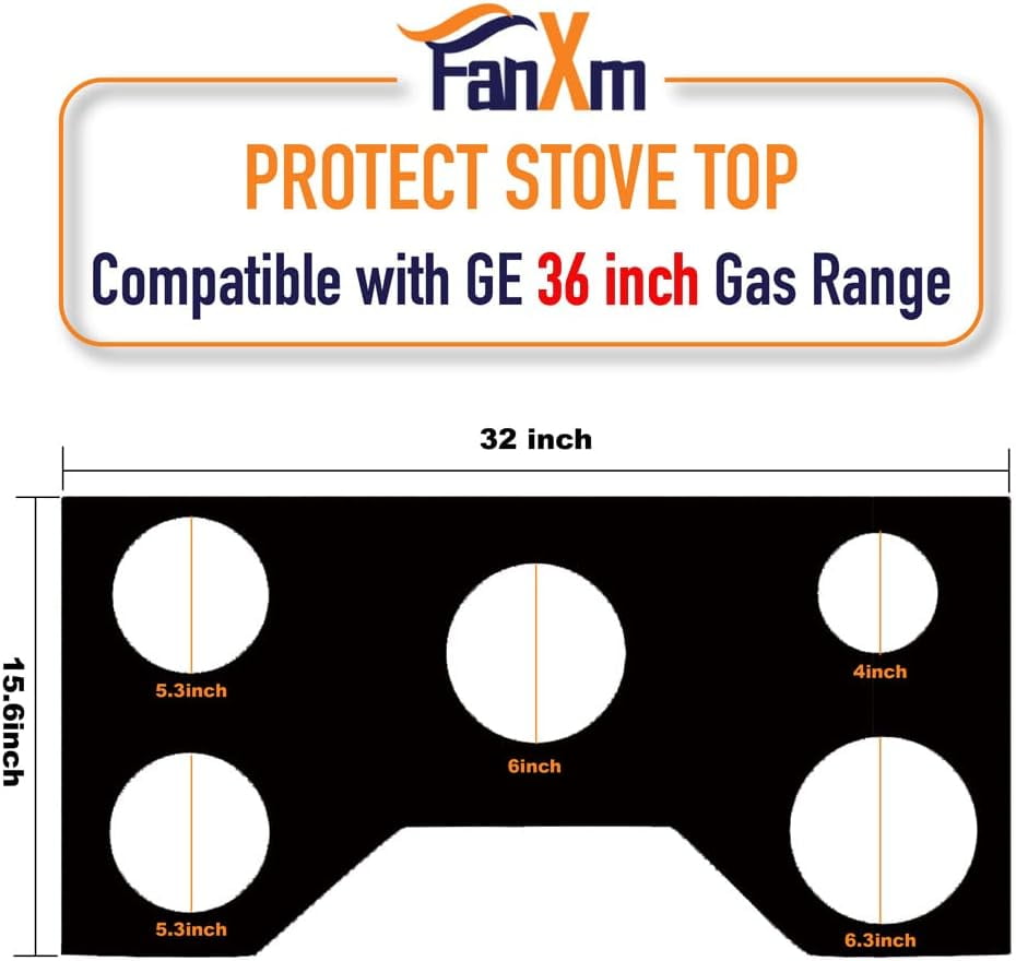 FanXm GE 36 inch Gas Range Protectors - Non Stick Stove Protector for Gas Range - JGP5036,PGP7036,PGP9036,CGP5036,CGP7036