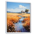 thumbnail image 2 of Designart "Meadow Cottage with Pond View II" Landscapes Framed Wall Art - Coastal Orange Landscape Cottage Bedroom Framed Canvas Wall Art, 2 of 6