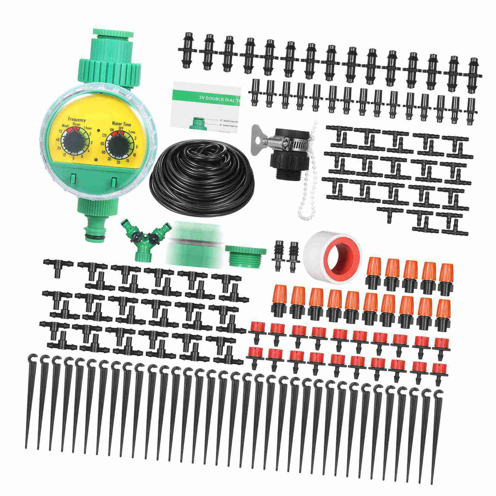 Water Plant Watering Drip Irrigation Kit DIY Watering System With Nozzles Misters Drippers 40 Meters Tubing For Garden Lawn Patio