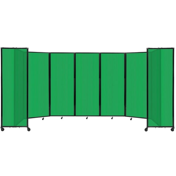 Versare Polycarbonate Room Divider 360 Portable Wall Partition | Freestanding Office Dividers | Locking Wheels | Privacy Screen Panels - 19'6" x 7'6" Green Thermoplastic Polymer