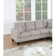 Living Room Mushroom Tweeted Like Velvet Tufted Couch 2pc Sectional Sofa Set RAF Chaise LAF Sofa