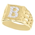 thumbnail image 3 of Real 10K Yellow Gold Diamond Cut Initial Letter B Statement Pinky Ring 11.50mm, 3 of 5