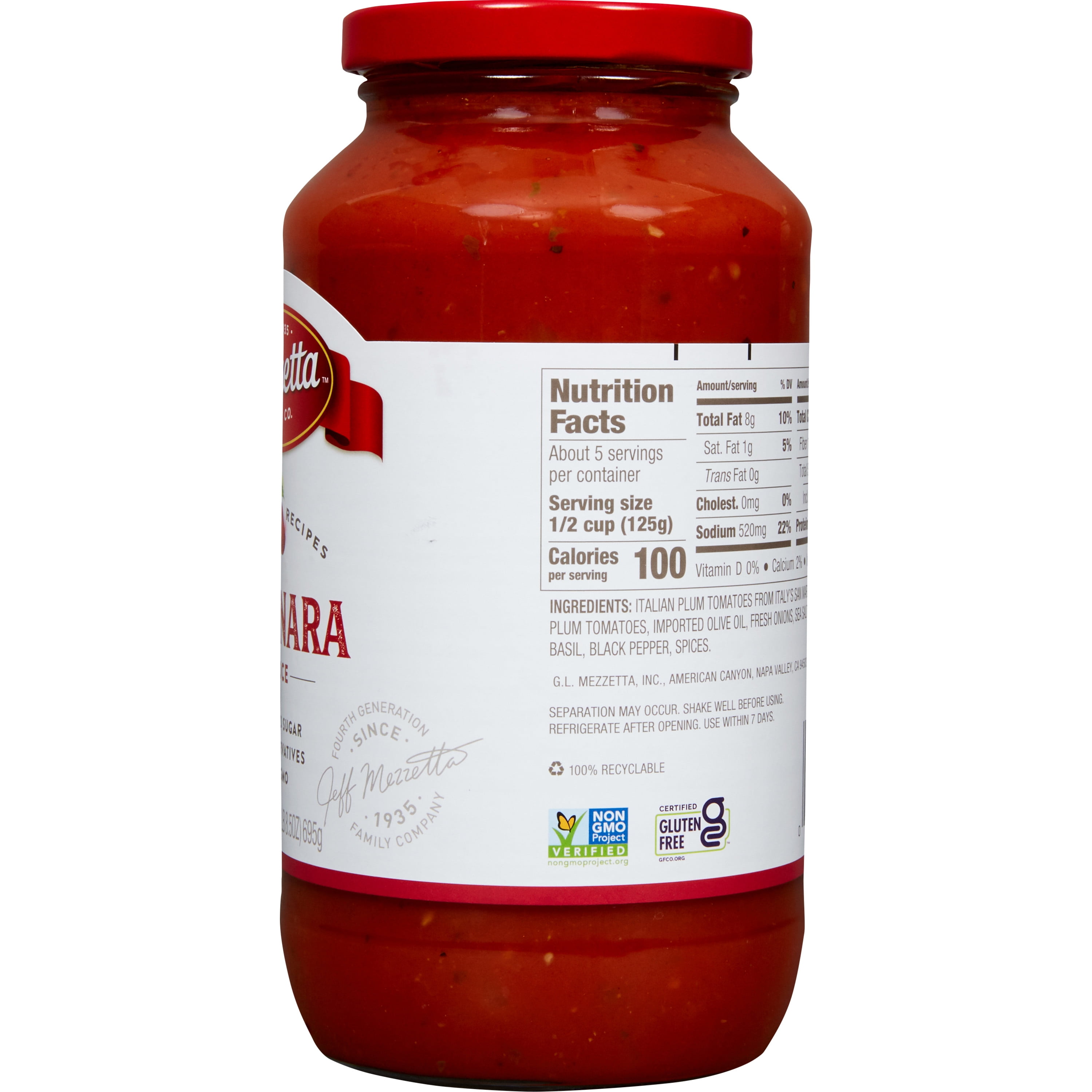 (4 pack) Mezzetta Family Recipes Marinara Sauce 24 fl oz Jar