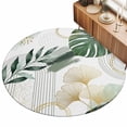 thumbnail image 2 of Round Rugs 6Ft, Boho Tropical Palm Leaves Round Area Rug Washable Indoor Throw Carpet, Summer Ginkgo Leaf Modern Soft Non Slip Circle Rug for Office Cabinet Home Decor Aesthetic, 2 of 8