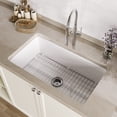 thumbnail image 7 of 32" L White Rectangle Fireclay Dual-Mount Kitchen Sink with Basket Strainer and Bottom Grid, 7 of 7