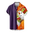 thumbnail image 1 of Mens Manga Corta Botón Abajo Camisas, Navidad Impreso Turndown Cuello Blusa, Top de Moda Casual, 1 of 6