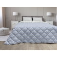 thumbnail image 1 of Quatrefoil Down Alternative Comforter, Tangled Modern Lisbon Pattern Based on Traditional Oriental Tiles, Microfiber Quilt for All Season, 5 Sizes, Blue Tan White, by Ambesonne, 1 of 3