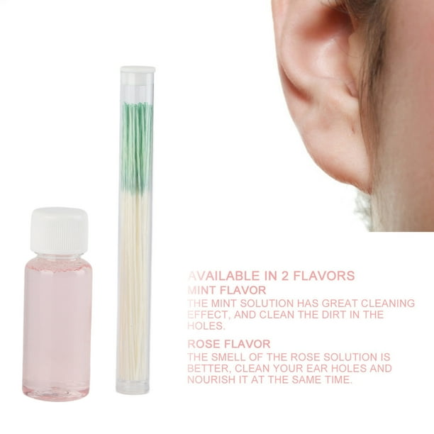 Care 15ml Solución De Limpieza Para Oídos Perforados Agujeros Para Los Oídos Línea De Limpieza Juego De Cuidado Posterior Con Hilo Rosa