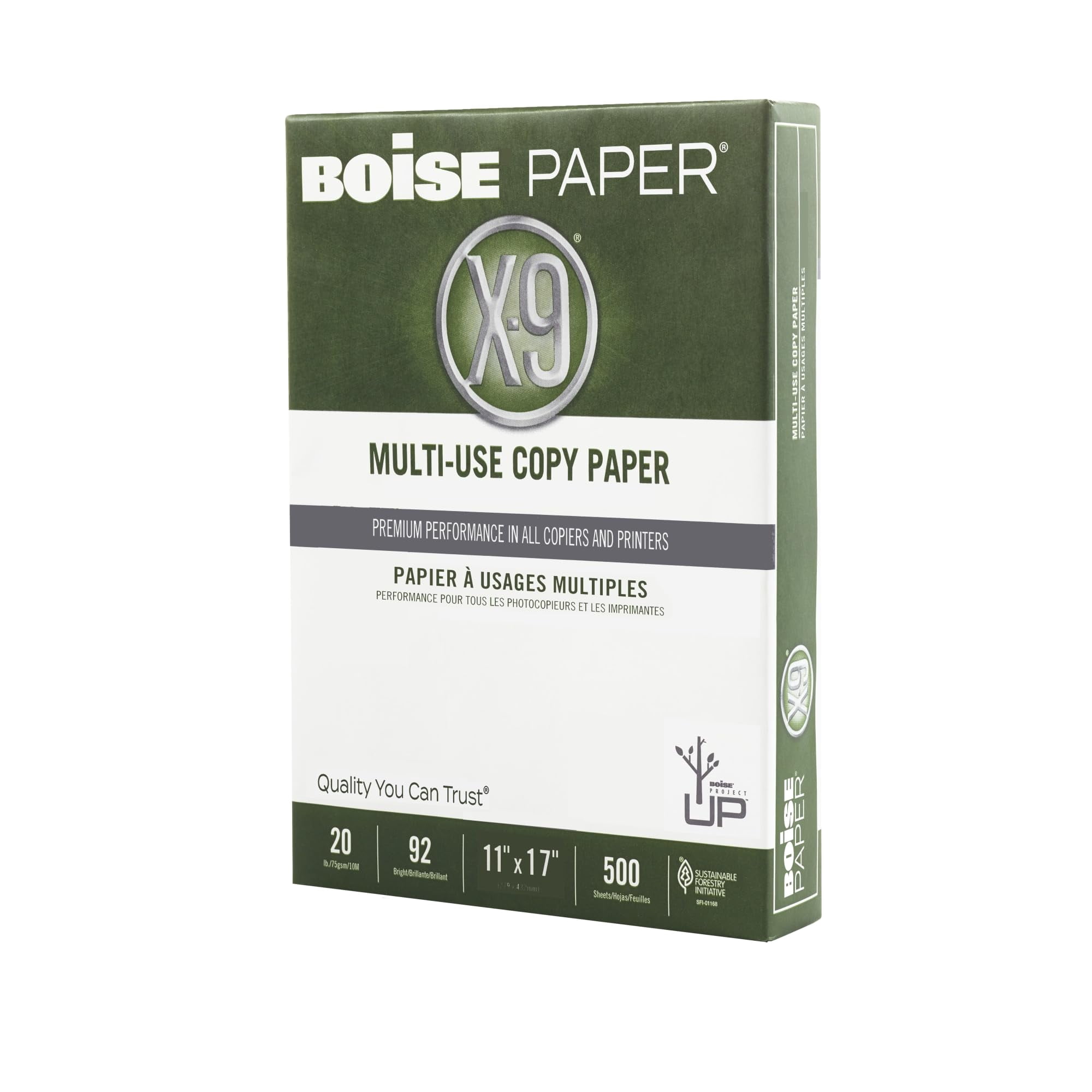 Boise X-9 Copy Paper, 92 Brightness, 11" x 17", White (2500 Sheets Per Carton)