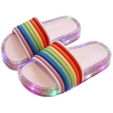 

bangyoudaoo Kids Girls Sandals Summer Slippers for Swimming Pool and Beach Indoor Slippers Summer Shower Shoes with Colorful Lights Pink 31/16.5 cm