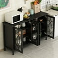 thumbnail image 5 of MONSLIPA Modern Buffet Sideboard with Glass Doors, Wood Console Table Serving Storage Cabinet for Dining Room Living Entryway, 54 Inch, Black, 5 of 8
