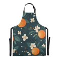 thumbnail image 6 of Yayeee Chief Kitchen Apron with Pockets for Cooking Water Resistant Unisex Adjustable Neck Strap, Green Floral Oranges, 6 of 7